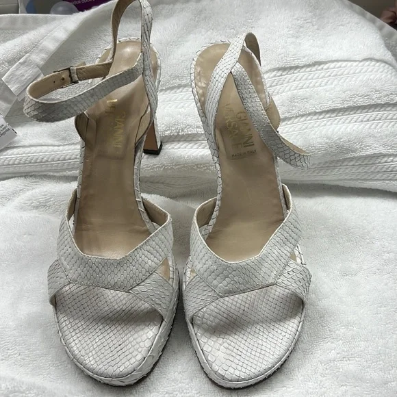 EUC Versace White platform snakeskin sandals Size